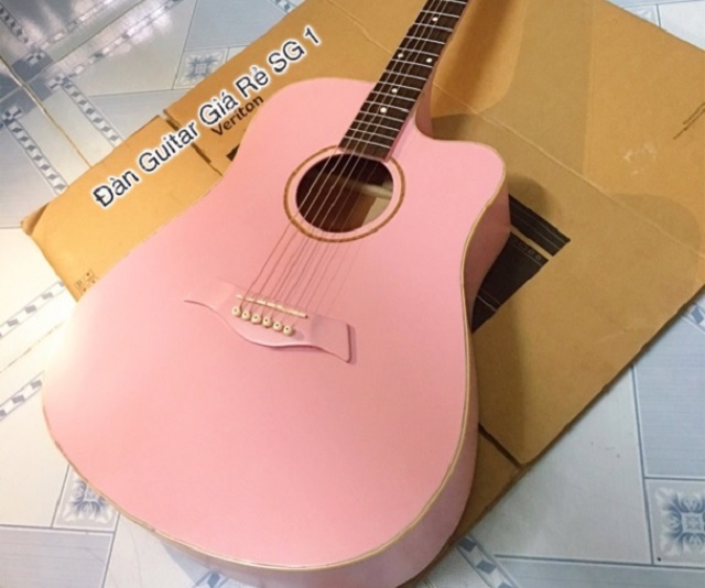 Đàn Guitar acoustic màu hồng